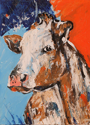 “Portrait of a Retired Dairy Cow,” acrylic on canvas, by Randall Hartman