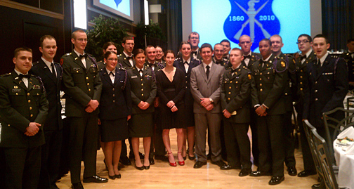 Cadets from the UT Pershing Rifles Troop posed for a photo with cadets from Bowling Green State University's troop at the national convention at Ohio State University.