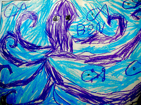 “Purple Octopus” by Benjamin Tittle, age 5