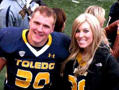 Ben Pike and Ashlee Barrett posed for a photo after a 2012 game.