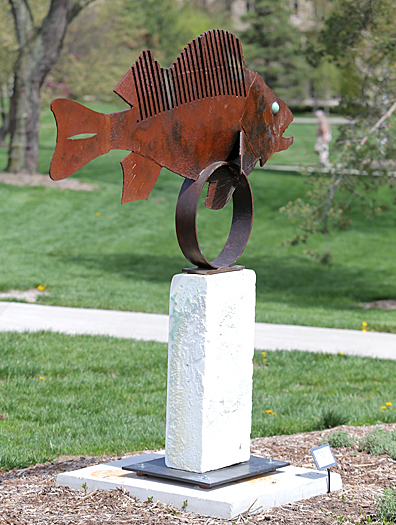 “Pescados #III” by Mike Sohikian is found south of the Snyder Memorial Building.