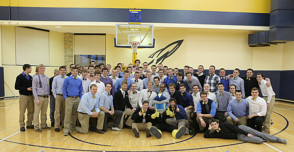 Sigma Phi Epsilon fraternity won a bow tie trophy for having the most participants from a student organization.
