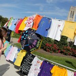 A student checked out the Clothesline Project last year on Main Campus.