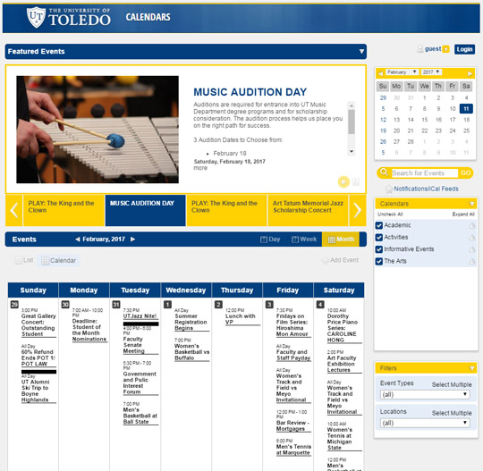 UT calendar of events relaunching | UToledo News