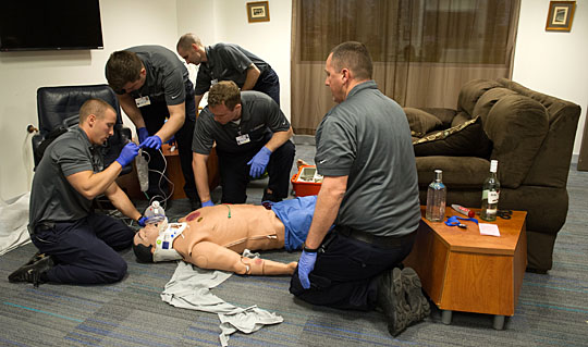 Toledo Fire and Rescue Department paramedic students administered Narcan to the simulated heroin overdose patient inside the staged apartment.