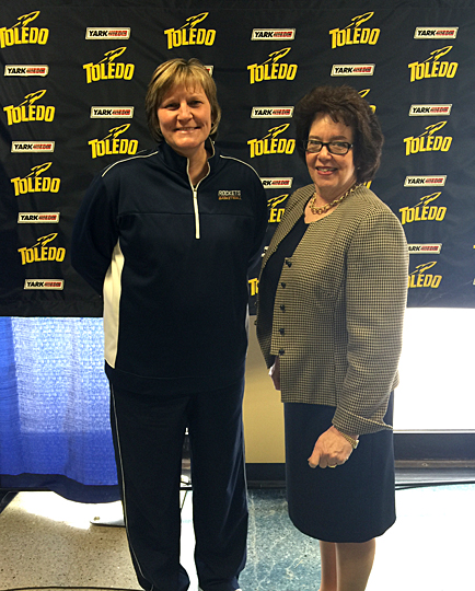 Head Basketball Coach Tricia Cullop, left, and Christine Spengler