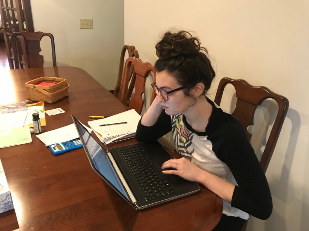 Alyssa Jordan studies at computer