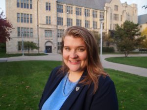 Rebecca Dangler posed outside University Hall