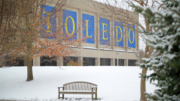 Student Union with large letters spelling TOLEDO