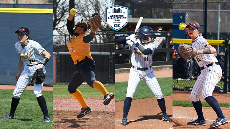 Promotional graphic for Softball with four Rockets earning academic honors from the College Sports Communicators.