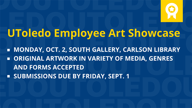Promotional graphic for Employee Art Showcase, Oct. 2, in Carlson Library