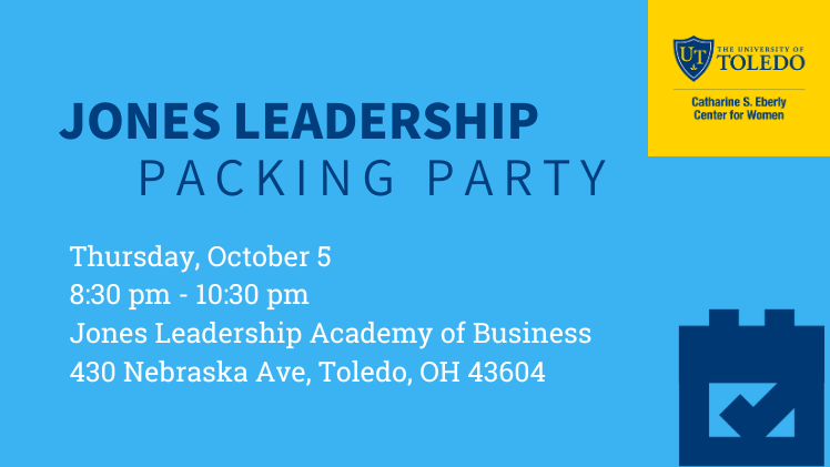 Promotional graphic for Jones Leadership Parking Party from 8:30 a.m. to 10:30 a.m. Thursday, Oct. 5, at the Jones Leadership Academy of Business, 430 Nebraska Ave.