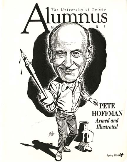 Pete Hoffman drew this self-portrait for the cover of a 1994 issue of the UT Alumni Magazine.