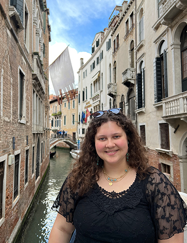 UToledo chemical engineering student Payton Kamer poses for a photo in Italy.