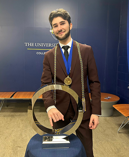José Carlos Arnal de la Peña, a civil engineering student from Cordoba, Spain, takes the Obligation of the Order as part of the ceremony for UToledo engineering graduates.