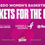 Promotional graphic for the annual "Rockets for the Cure" game on Saturday, Feb. 24 in Savage Arena. The Rockets will host Ball State that day at 2 p.m.