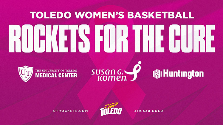 Promotional graphic for the annual "Rockets for the Cure" game on Saturday, Feb. 24 in Savage Arena. The Rockets will host Ball State that day at 2 p.m.