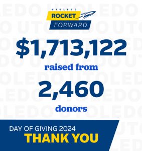 Graphic showing Day of Giving raised $1.7 million fro 2,460 donors.