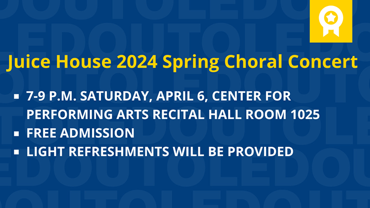Promotional graphic for the 2024 JUICE HOUSE SPRING CHORAL CONCERT on April 6.