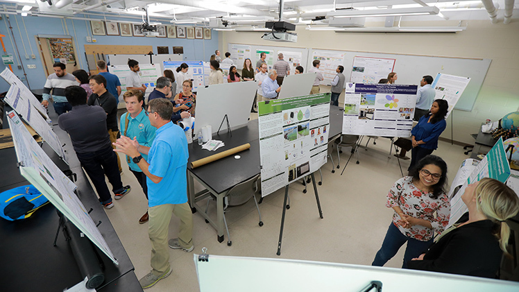 The U.S. Army Corps of Engineers hosted an interagency research and development workshop on freshwater harmful algal blooms in Wolfe Hall and Bowman-Oddy Laboratories. The workshop included a poster session on Wednesday, June 12.