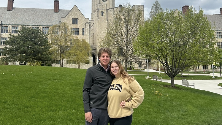 Hayden Grady, a biology sophomore, left, and Christie Hoeflinger, a health sciences junior