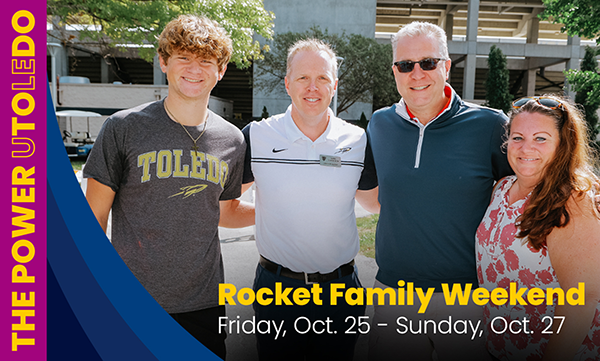 Promotional graphic for UToledo Family Weekend on Oct. 25-27.