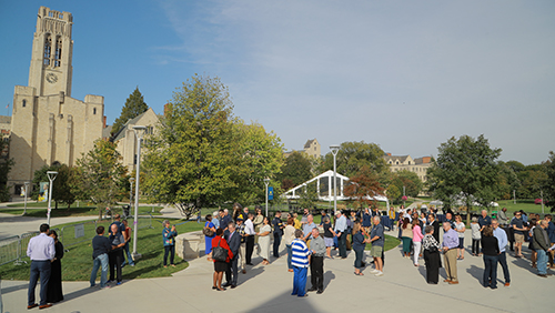 Photo of many couples during the 2024 Rocket Romance event on Centennial Mall.