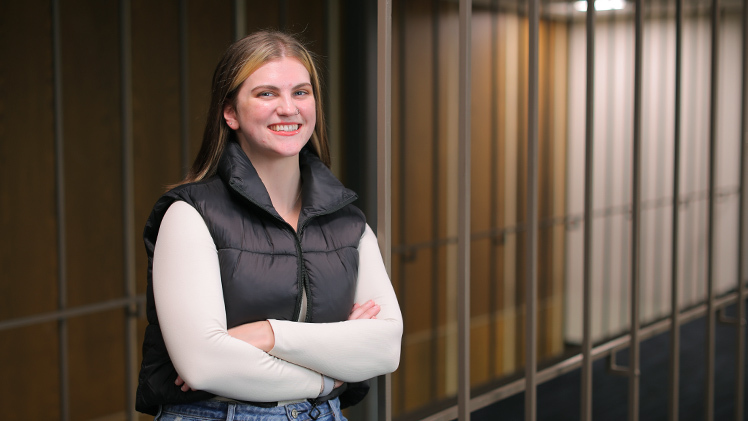 Portrait of Hannah Roegner, a third-year student in the College of Law, is the first Legal Institute of the Great Lakes Fellow.