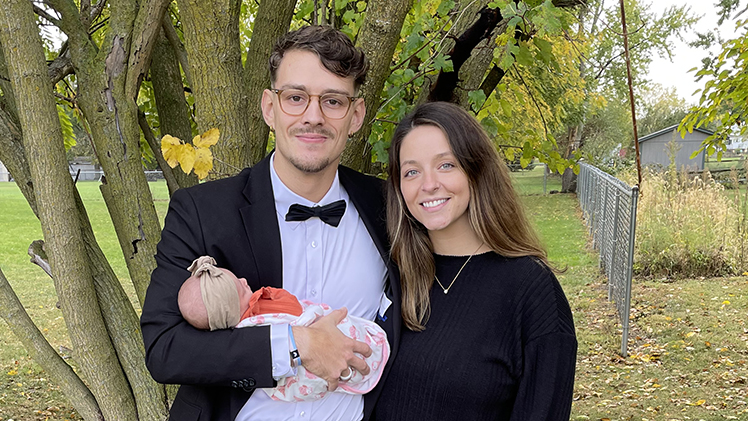 Photo of William and Alivia Sparrow and their infant daughter, Sophia. The couple found each other as students in the College of Graduate Studies for the physician’s assistant program.