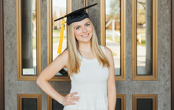 A double major in chemistry and cosmetic science and formulation design, Carmen Rhinehalt participated in UToledo’s spring commencement earlier this year after wrapping up her chemistry work. She’ll walk again on Saturday to mark the completion of her cosmetic science degree.