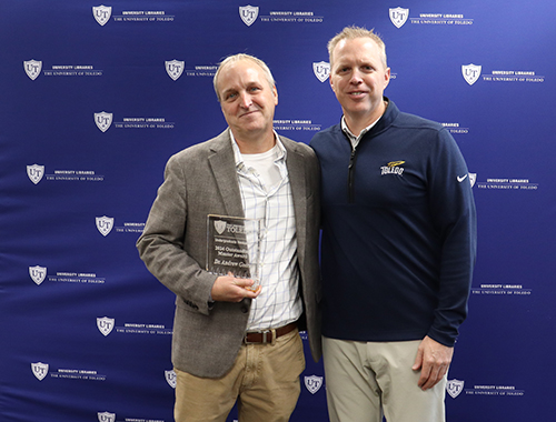 Dr. Andrew Geers, a professor of psychology in the College of Arts and Letters, was awarded the 2024 Outstanding Mentor of the Year award, by UToledo Interim President Matt Schroeder.