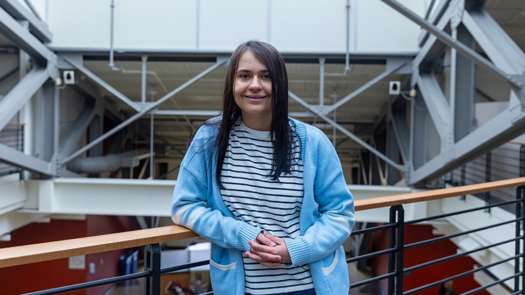 Portrait of sophomore Nora Bollinger, who is among the first students to pursue a bachelor's degree in cyber security after the College of Engineering launched the program in fall 2024.