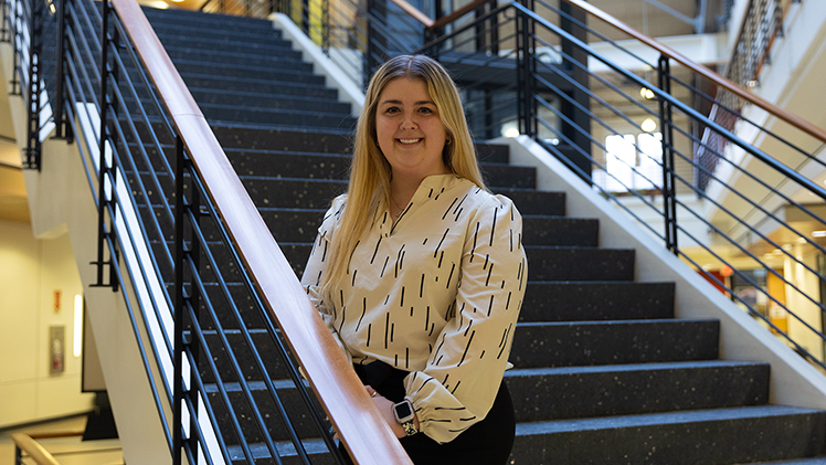 Portrait of senior Isabel Trahan, who is graduating with a bachelor’s degree in healthcare administration on May 3.