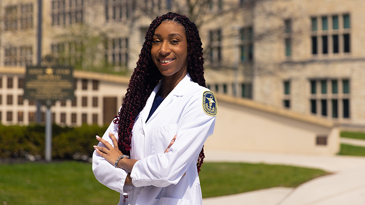 Outside portrait of Karissa Richards, who will graduate Saturday as valedictorian of the bachelor of science in pharmaceutical sciences class.