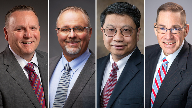 A graphic with four side-by-side headshots of the four finalists for the position of UToledo provost.