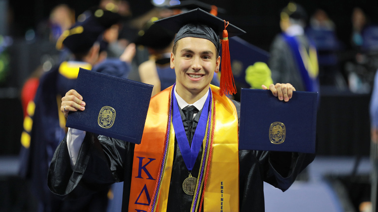Matthew Bucchare graduated with a bachelor of science degree in computer science and engineering technology and electrical engineering at the Saturday afternoon commencement.