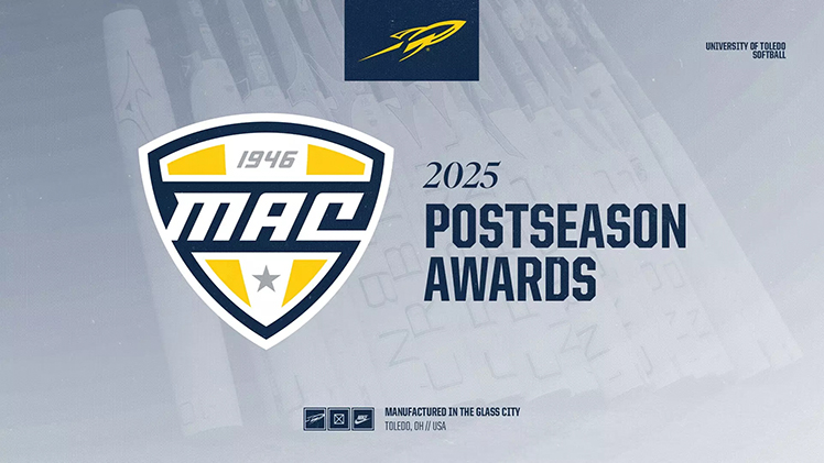 Athletics graphic announcing that four members of The University of Toledo softball team earned Mid-American Conference postseason honors.