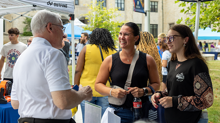 UToledo President James Holloway met with future Rockets and their families during the Campus Crawl.