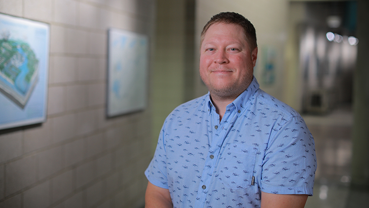 Portrait of Dr. William Hintz, an associate professor of ecology whose lab led recent research into the first-year survival rates of lake sturgeon released into the Maumee River in 2018, 2019 and 2021.