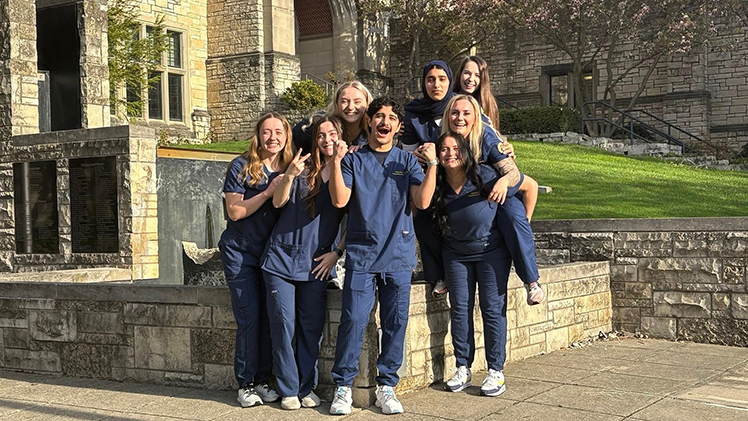 Photo of all eight spring graduates of UToledo’s Respiratory Care Program, who passed the national registered respiratory therapist credentialing exams on their first try.