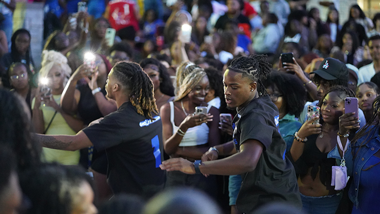 Members of the Phi Beta Sigma fraternity perform at Sunday's Jam Session.
