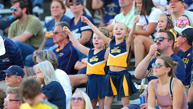 Fans celebrate during the Homecoming game.