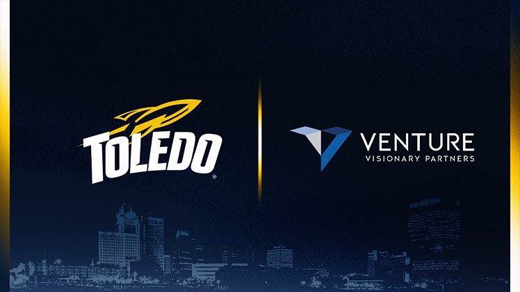 Promotional graphic with logos for UToledo Athletics and Venture Visionary Partners.