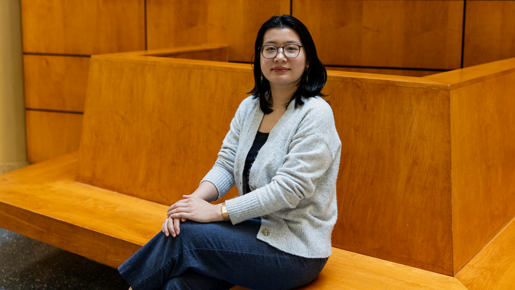 Portrait of Jin Zhang, who took graduate classes during her senior year, putting her on a fast track to a master’s degree in accounting.