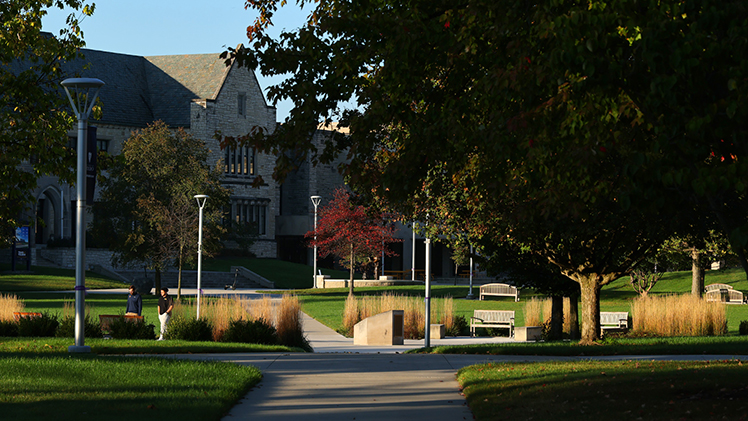 On Tuesday, the final day of fall break before Rockets return to Main Campus, Centennial Mall shows off a mix of seasonal colors — still-vibrant summer greens with a splash of autumnal red — on a crisp, sunny morning.