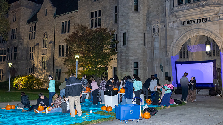 Hosted by the Office of Student Engagement and Connections, the Carve-In & Chill event also featured a showing of “Halloweentown.”