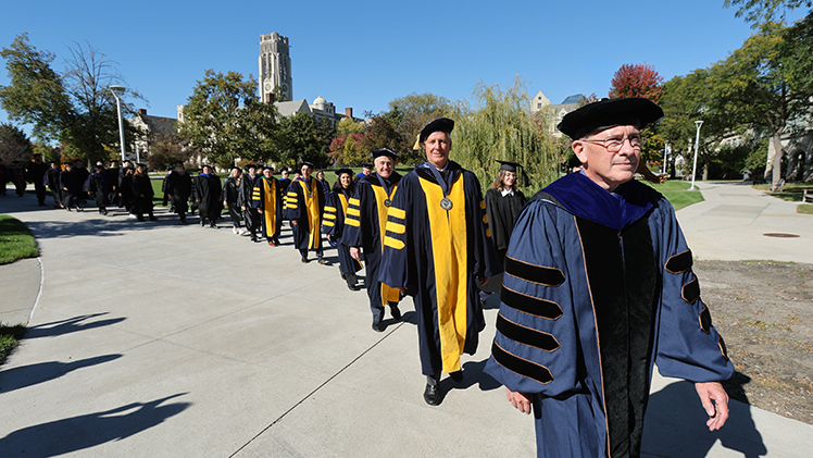 The Inauguration Ceremony of Dr. James-Holloway began with the Processional from Centennial Mall to Savage Arena.