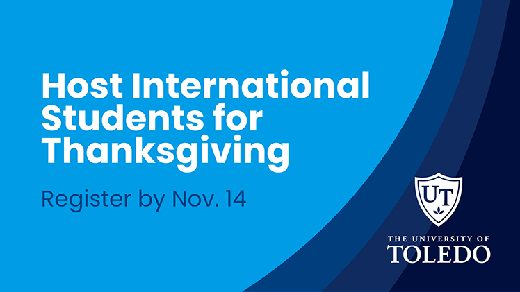 Graphic for "Host International Students for Thanksgiving" and "Register by Nov. 14."