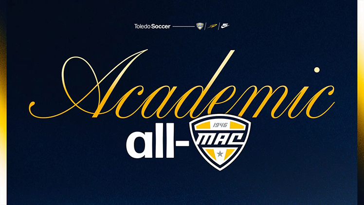 Graphic for "Academic All-MAC" selections for the Toledo women's soccer team.