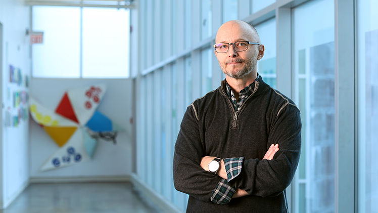 Portrait of Barry Whittaker, a professor in the Department of Art, is a multimedia artist, designer and musician.